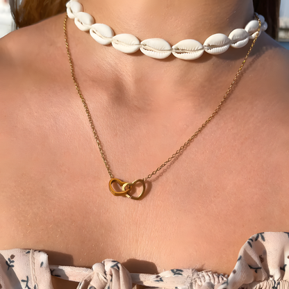 Coffret Rose Éternelle – Collier Double Cœur Gravé