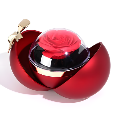 Coffret Rose Éternelle – Collier Double Cœur Gravé