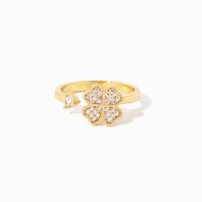 À Ma Fille - Bague Trèfle Porte-Bonheur I Anti-Stress Rotative I Ajustable