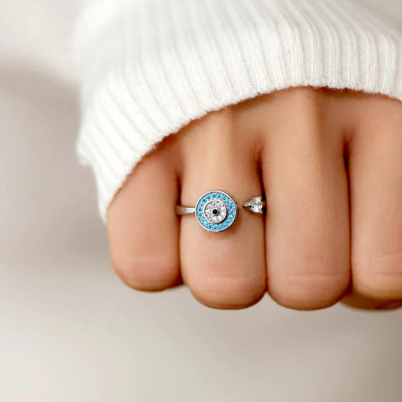 À Ma Fille - Bague Œil Porte-Bonheur I Anti-Stress Rotative I Ajustable