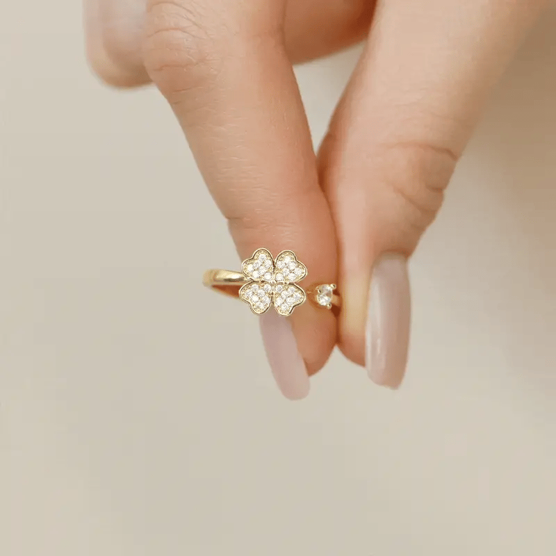 À Ma Fille - Bague Trèfle Porte-Bonheur I Anti-Stress Rotative I Ajustable