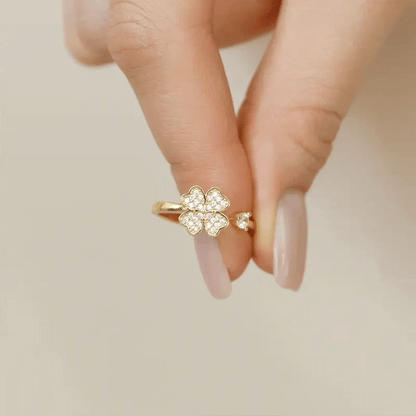 À Ma Fille - Bague Trèfle Porte-Bonheur I Anti-Stress Rotative I Ajustable