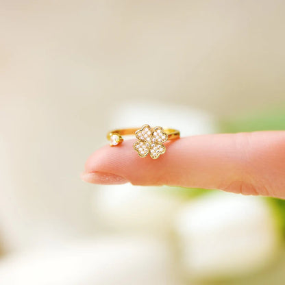 À Ma Fille - Bague Trèfle Porte-Bonheur I Anti-Stress Rotative I Ajustable
